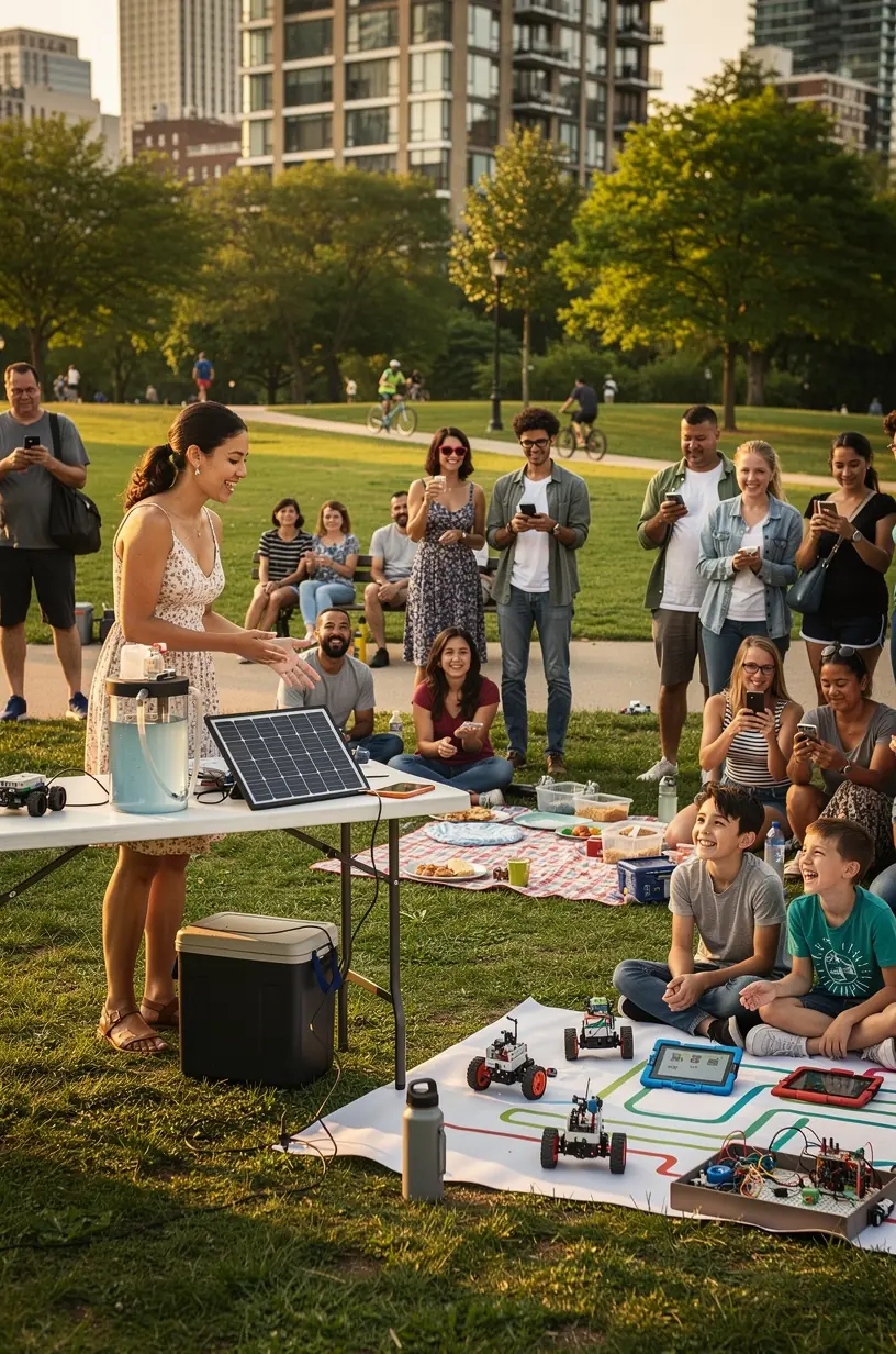 Community members collaborating on air quality monitoring project.