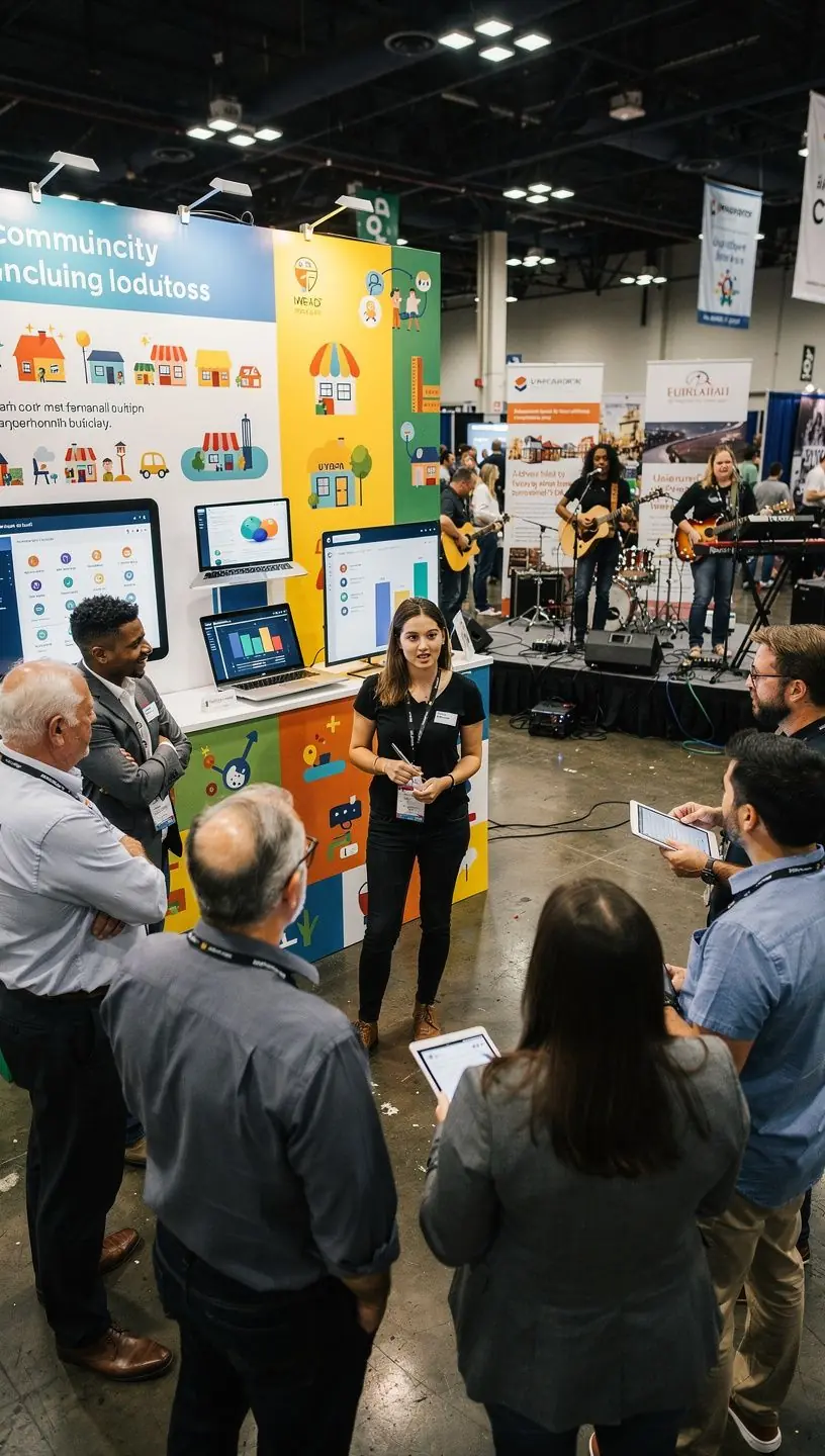 Community members collaborating in a vibrant makerspace.
