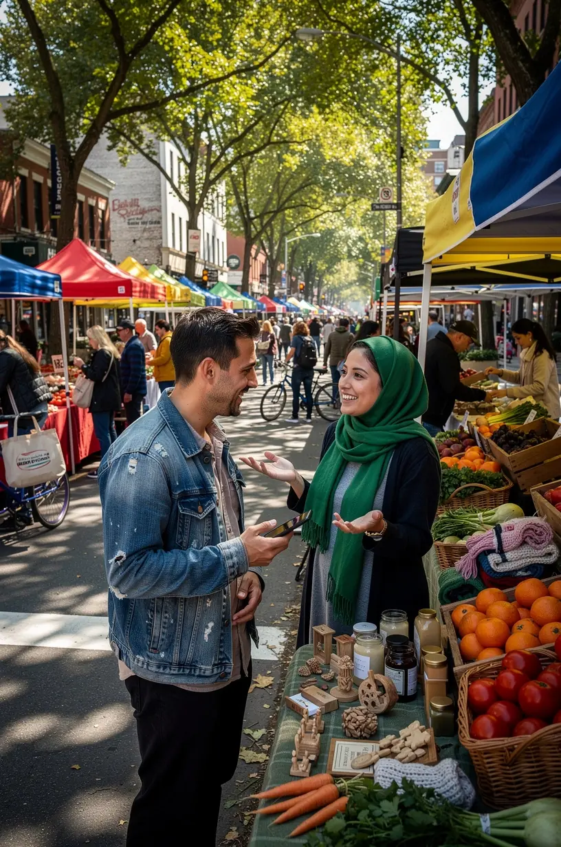 Local community utilizing renewable energy resources.