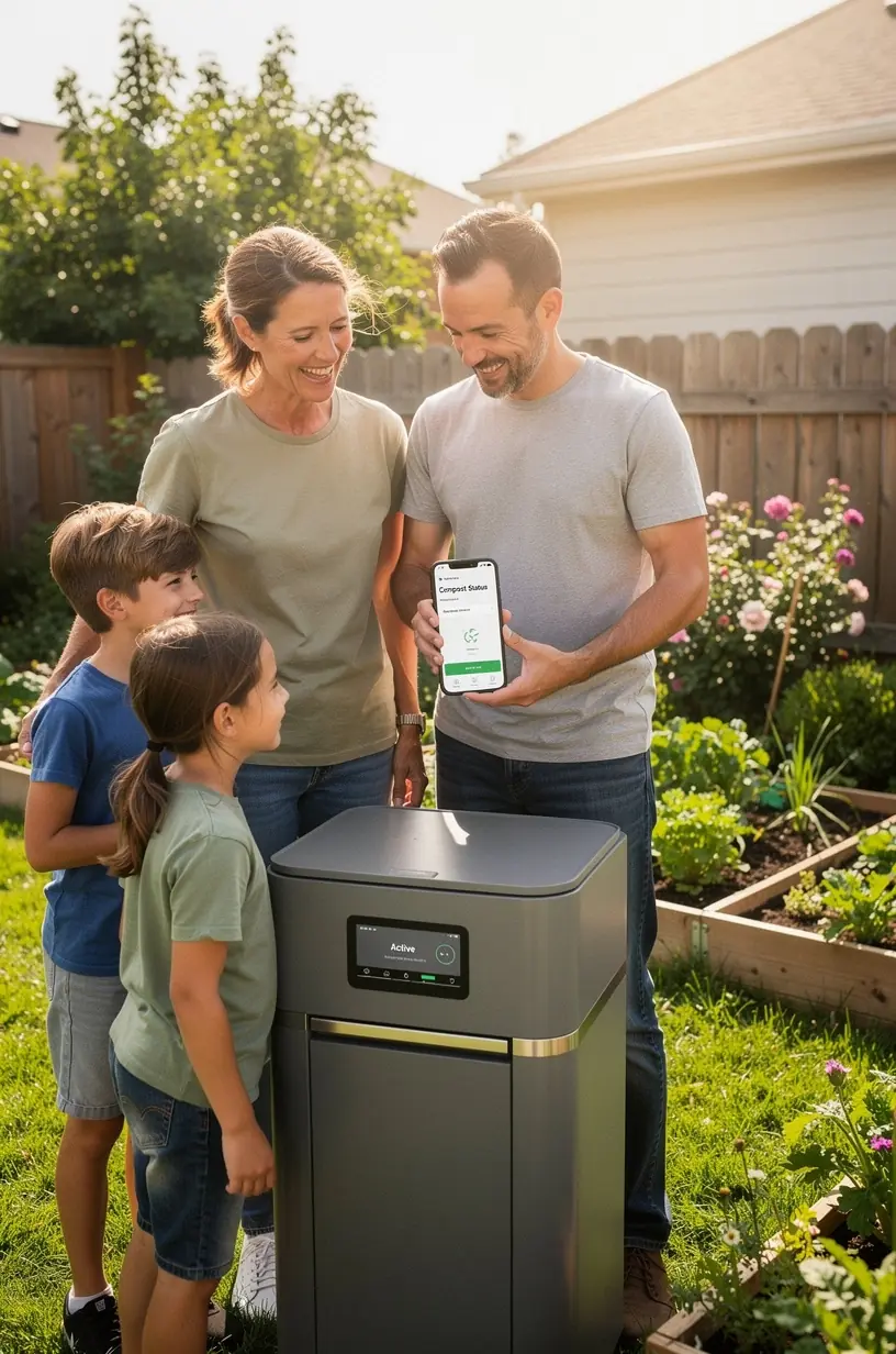 Urban garden with technology-enhanced growing systems.